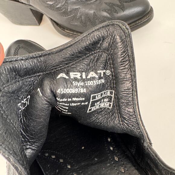 ARIAT Dixon Booties 7.5 Black Leather R-Toe Pull-On Ankle Western Boot 10035976 - Picture 9 of 11